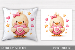 Valentines Chick Pillow. Valentines Pillow Sublimation Product Image 1