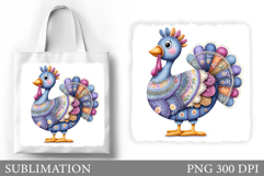 Patchwork Turkey Tote Bag. Thanksgiving Tote Bag Sublimation Product Image 1