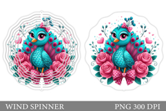 Cute Peacock Wind Spinner. Cute Peacock Sublimation Product Image 1
