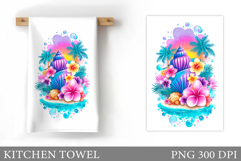 Seashell Kitchen Towel Sublimation. Sea Kitchen Towel Design Product Image 1
