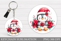 Cute Penguin Keychain Design. Christmas Keychain Sublimation Product Image 1