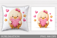 Valentines Chick Pillow. Valentines Pillow Sublimation Product Image 1