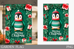 Cute Penguin Garden Flag. Christmas Garden Flag Sublimation Product Image 1