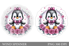 Cute Penguin Wind Spinner Design. Cute Penguin Sublimation Product Image 1