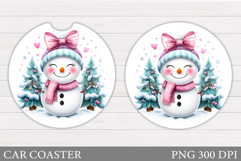 Cute Snowman Car Coaster. Christmas Car Coaster Design Product Image 1