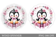 Cute Penguin Wind Spinner Design. Cute Penguin Sublimation Product Image 1