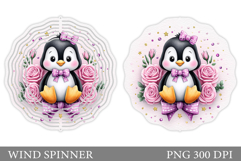 Cute Penguin Wind Spinner Design. Cute Penguin Sublimation Product Image 1