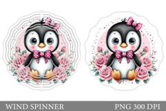 Cute Penguin Wind Spinner Design. Cute Penguin Sublimation Product Image 1