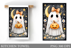Cute Ghost Kitchen Towel. Cute Halloween Kitchen Towel Product Image 1