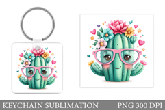 Cute Cactus Keychain Design. Cute Cactus Sublimation Product Image 1