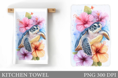 Turtle Kitchen Towel Design. Sea Kitchen Towel Sublimation Product Image 1
