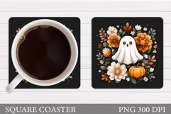 Cute Ghost Coaster Design. Cute Halloween Sublimation Product Image 1