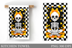 Skeleton Kitchen Towel Design. Halloween Kitchen Towel Product Image 1