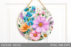Wildflowers Door Sign Sublimation. Flowers Door Sign Design Product Image 1