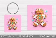 Cute Gingerbread Keychain. Christmas Keychain Sublimation Product Image 1
