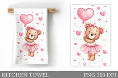 Valentines Bear Kitchen Towel. Valentines Kitchen Towel Product Image 1