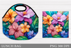 Floral Lunch Bag Sublimation. Flowers Lunch Bag Design Product Image 1