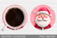 Cute Santa Coaster Sublimation. Santa Claus Coaster Design Product Image 1