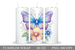 Butterfly Tumbler Sublimation. Summer Tumbler Design Product Image 1