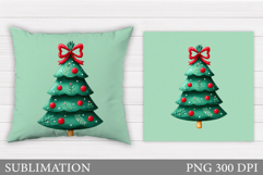 Christmas Tree Pillow Design. Christmas Pillow Sublimation Product Image 1
