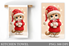 Christmas Cat Kitchen Towel. Christmas Kitchen Towel Design Product Image 1