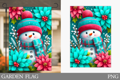 Cute Snowman Garden Flag. Christmas Garden Flag Design Product Image 1
