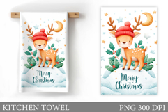 Cute Deer Kitchen Towel. Christmas Kitchen Towel Design Product Image 1