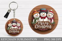 Cute Snowman Keychain Sublimation. Christmas Keychain Design Product Image 1