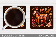 Horse Coaster Design. Horse Square Coaster Sublimation Product Image 1
