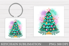 Christmas Tree Keychain. Christmas Keychain Sublimation Product Image 1