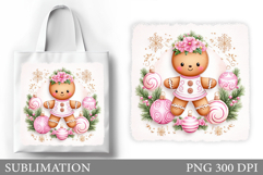 Gingerbread Tote Bag Design. Christmas Tote Bag Sublimation Product Image 1