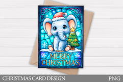 Christmas Elephant Card Printable. Christmas Card Design Product Image 1