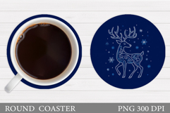 Reindeer Coaster Design. Christmas Round Coaster Sublimation Product Image 1