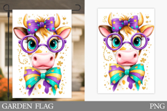 Mardi Gras Cow Garden Flag. Mardi Gras Garden Flag Design Product Image 1