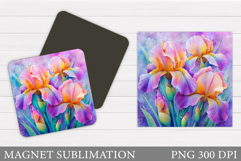 Flowers Magnet Sublimation. Irises Magnet Design Product Image 1