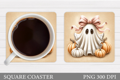 Cute Ghost Coaster Design. Cute Halloween Sublimation Product Image 1