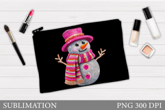 Snowman Cosmetics Bag. Christmas Makeup Bag Sublimation Product Image 1