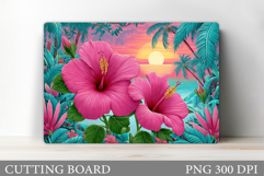 Hibiscus Cutting Board. Floral Cutting Board Sublimation Product Image 1
