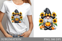 Fall Gnome T-Shirt Design. Autumn Gnome Sublimation Product Image 1