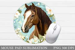 Horse Mouse Pad Design. Horse Round Mouse Pad Sublimation Product Image 1