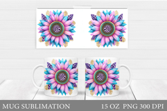 Floral Mug Wrap Design. Flowers Mug Sublimation Product Image 1
