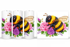 Bee Tumbler Design. Flowers Tumbler Sublimation Product Image 2