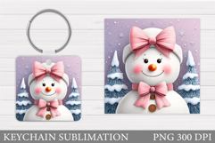 Christmas Snowman Keychain. Christmas Keychain Sublimation Product Image 1