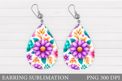 Flowers Earring Design. Floral Earring Sublimation Product Image 1