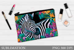 Zebra Cosmetics Bag Design. Zebra Makeup Bag Sublimation Product Image 1