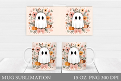 Cute Ghost Mug Design. Cute Halloween Sublimation Product Image 1