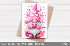 Valentines Gnome Card Printable. Valentines Card Design Product Image 1
