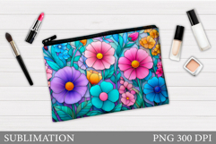 Wildflowers Makeup Bag. Flowers Makeup Pouch Sublimation Product Image 1