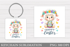 Easter Lamb Keychain Sublimation. Easter Keychain Design Product Image 1