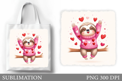 Valentines Sloth Tote Bag. Valentines Sloth Sublimation Product Image 1
